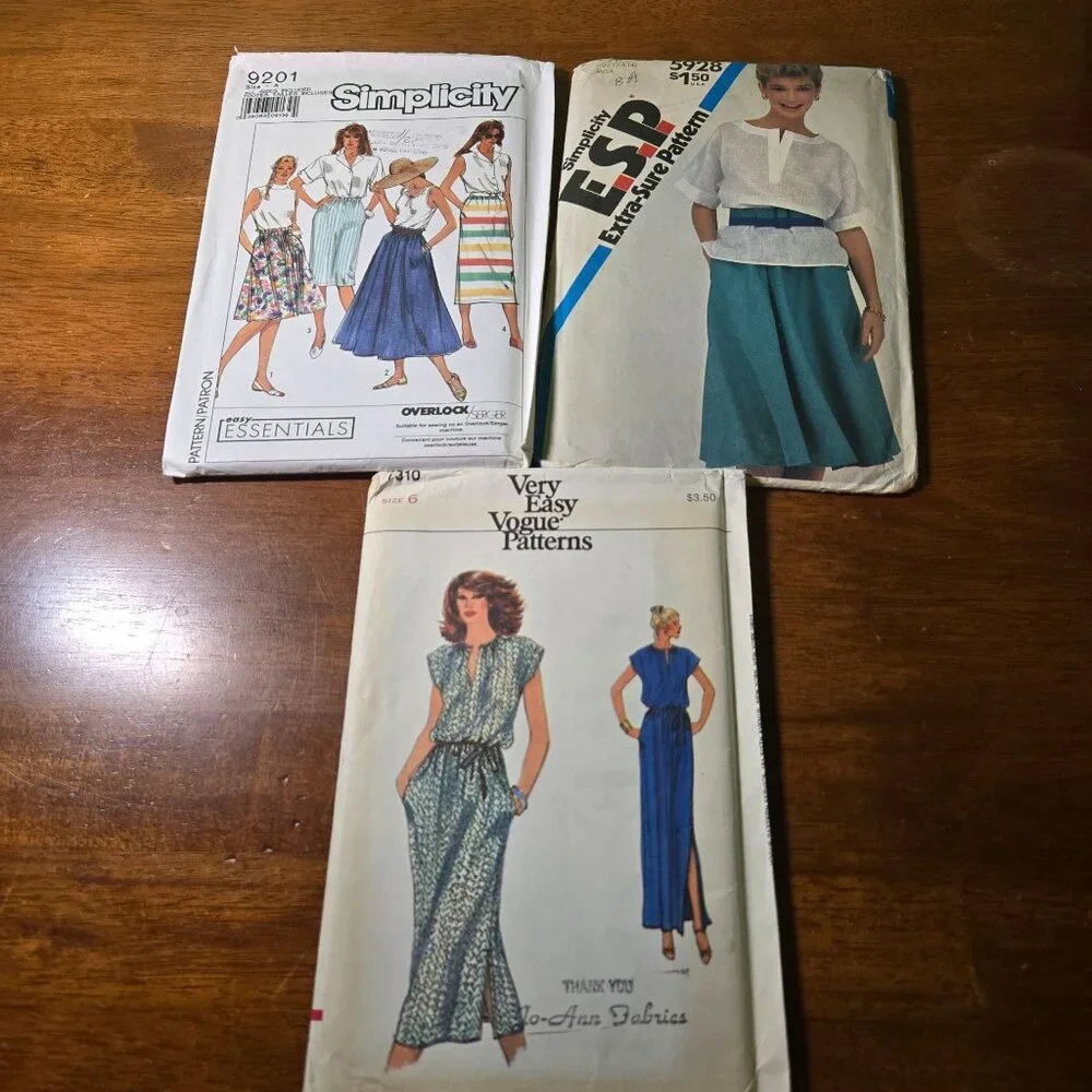 Womens sewing patterns mixed lot vintage 1980s dress, skirts Unverified